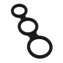Rimba Latex Play - Triple Cock Ring - Black