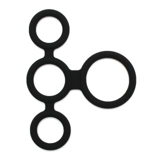 Rimba Latex Play - Quatro Cock Ring and Ball Splitter - Black