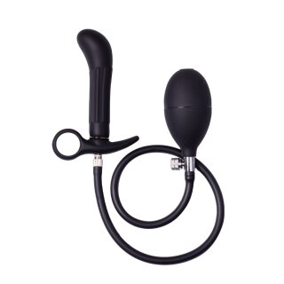 Rimba Latex Play - Inflatable Anal Plug with Pump - Black