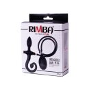 Rimba Latex Play - Inflatable Anal Plug with Handle and Pump - Black