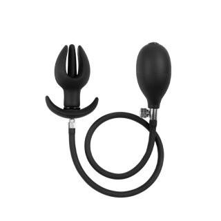 Rimba Latex Play - Inflatable Anal Tulip-Shaped Plug with Pump - Black
