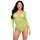 Fishnet thong back bodysuit O/S grün