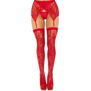 Leg Avenue Lace thigh highs & garterbelt red O/S