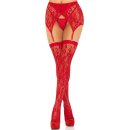 Leg Avenue Lace thigh highs & garterbelt red O/S