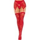 Leg Avenue Lace thigh highs & garterbelt red O/S