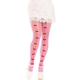 Sweetheart striped net tights O/S pink
