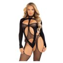 Leg Avenue Bodystocking with cutout teddy schwarz O/S