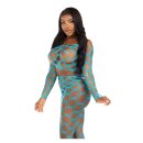 Leg Avenue Net crop top & footless tights aqua O/S