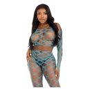 Leg Avenue Net crop top & footless tights aqua O/S