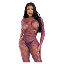 Leg Avenue Net crop top & footless tights violett O/S