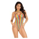 Leg Avenue Rainbow stripe halter bodysuit rainbow O/S