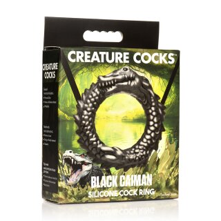 XR Brands Black Caiman - Silicone Cock Ring - Black