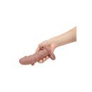 Size Up Silicone Vibrating Realistic Penis Extender With Ball Loop Tan