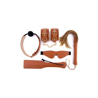 Dream Toys Elite Bdsm Set Cognac Vegan Leather