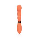 Loveline Silicone Rabbit Vibrator with Ribbed Clitoral Stimulator - Glazed Carrots