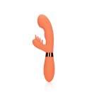 Loveline Silicone Rabbit Vibrator with Ribbed Clitoral Stimulator - Glazed Carrots