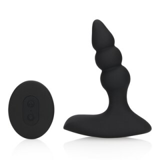 Loveline Beaded Vibrating Anal Plug with Remote Control - Licorice Black