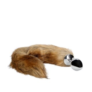 Shots - Ouch! Fox Tail with Metal Butt Plug - Brown