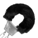 Furry Metal Hand Cuffs Black