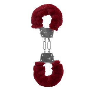 Furry Metal Hand Cuffs Red