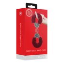 Furry Metal Hand Cuffs Red