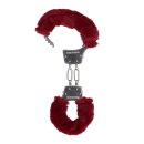 Furry Metal Hand Cuffs Red