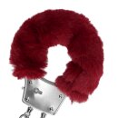 Furry Metal Hand Cuffs Red