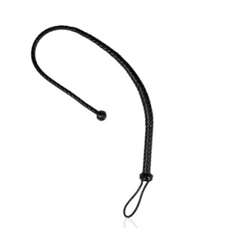 Shots - Ouch! PU Leather Whip with Knot Detail - Black