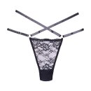 Allure Cherished Lace and Mesh Thong OS Black