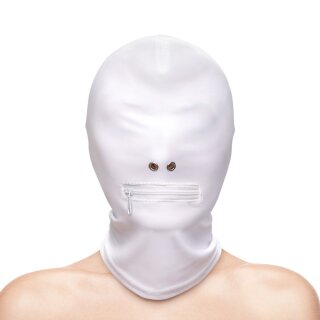 NS Novelties Fetish & Fashion - Zippered Mouth Hood - White - Alternate Package