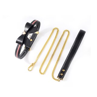 Sevanda Love Heart Butterfly Leder Halsband Set schwarz/rosa