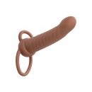 CalExotics Performance Maxx Rechargeable Ribbed Dual Penetrator Brown skin tone