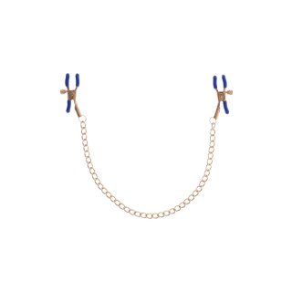 Sportsheets Cougar verkettete Nippel Klemmen gold/blau