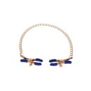 Sportsheets Cougar verkettete Nippel Klemmen gold/blau