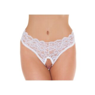 Amorable G-String with Open Crotch White One Size