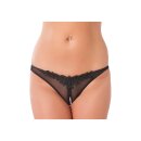 Amorable Open Thong with Pearls Black One Size