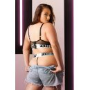 Fuck Off Long Line Mesh Bra & G-String Panty Black L/XL