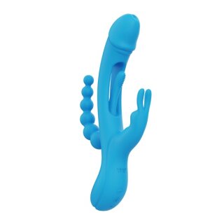 HoneyPlayBox Trilux Kinky Finger Rabbit Vibrator with Anal Beads Blue