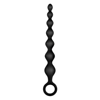 NMC 7 Inch Ribbed Silicone Anal Beads Black
