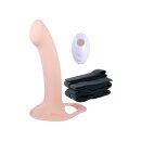 NMC 9.5 Inch Rechargeable Silicone Vibration Hollow Strap On With Ball Ring Flesh