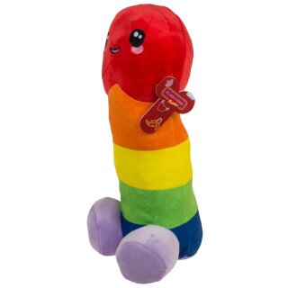 Plüsch-Penis Regenbogenfarben 30 cm