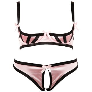 Cotelli Collection Set of rose satin with black details - B80
