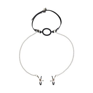 Virgite Nippelklemmen mit Ring-Knebel Modell 35 Schwarz Silber 2 Stück