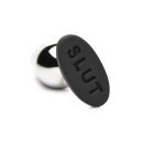 XR Brands Metall & Silikon Analplug Silber mit SLUT Basis
