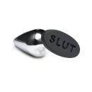 XR Brands Metall & Silikon Analplug Silber mit SLUT Basis