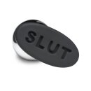 XR Brands Metall & Silikon Analplug Silber mit SLUT Basis