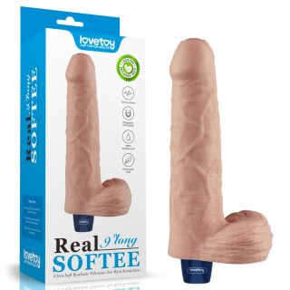 Lovetoy 9" REAL SOFTEE Rechargeable Vibrating Dildo (Flesh)