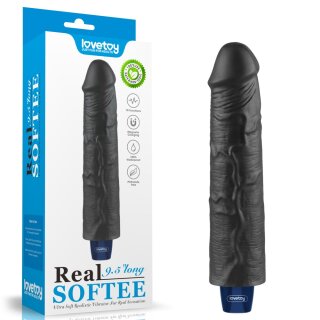 Lovetoy 9.5" REAL SOFTEE Rechargeable Vibrating Dildo (Black)