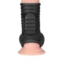 LoveToy Wave Knights Ring Vibrating Penis And Scrotum Sleeve (Ø 2.8 cm) Black