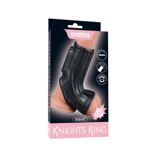 LoveToy Ridge Knights Ring Vibrating Penis And Scrotum Sleeve (Ø 2.8 cm) Black